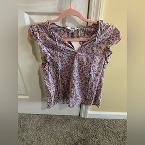 BB Dakota by Steve Madden Pink and Blue Floral Sleeveless Blouse Size M